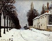 Alfred Sisley Snow on the Road,Louveciennes painting
